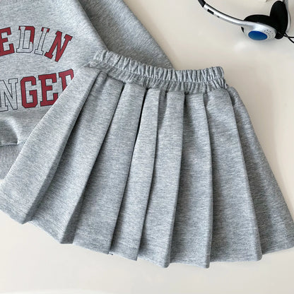 2025 spring winter Girls set Clothes teenager letter hooded sweatshirts t-shirt + pleated skirt 2 3 4 5 6 7 8 10 year tracksuit