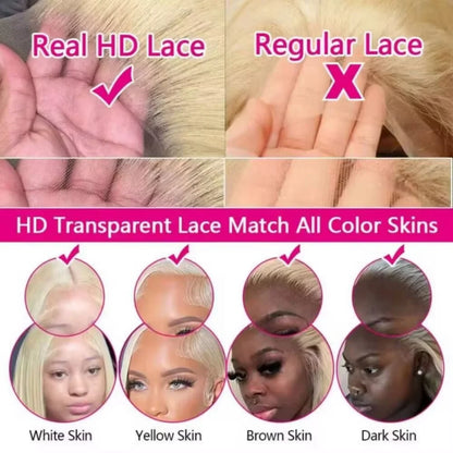 40 inches 613 Honey Blonde Body Wave Wigs 13x6 HD Lace Frontal Human Hair Wigs 13x4 Lace Front Wig Water Wave Pre Plucked