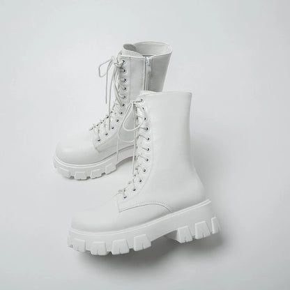 New Mid Calf Lace-up Ladies Chelsea Zipper Boots