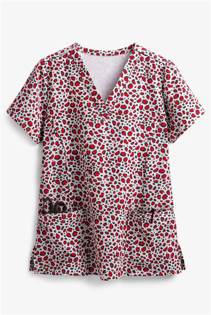 Pharmacist Dentist Veterinary Nurse Grooming Scrubs Leopard Printed Nurse Gowns Printed Medical Laboratory Medical Uniforms