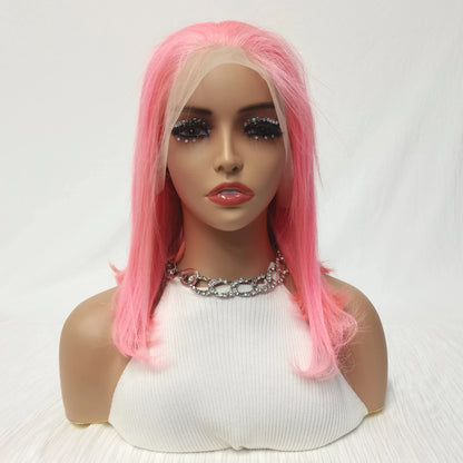 Mint Green Bob Wig Human Hair 200% Density 13x4 Transparent  Straight Lace Front Wigs Pre Plucked with Baby Hair for Black Women