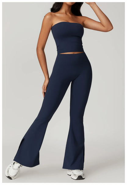 Women's Clothes 2pcs Gym Yoga Suit Sports Set Workout Tracksuit Breathable Sexy Bra Fitness Bell-bottoms Leggings Athletic Wear