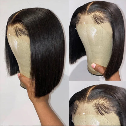 Dark Purple Bob Wig Human Hair 13x4 Hd Lace Front Wigs Human Hair 180% Density Glueless Wigs Short Cut Straight Bob Wigs
