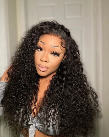 Curly 360 Lace Front Human Hair Wigs 250 Density Brazilian Deep Wave 40 Inch 13x6 HD Lace Frontal Wig 100% Human Hair Preplucked