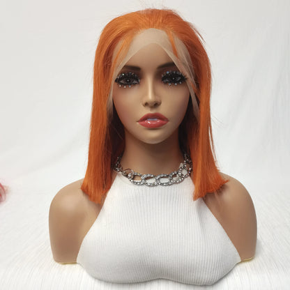 Mint Green Bob Wig Human Hair 200% Density 13x4 Transparent  Straight Lace Front Wigs Pre Plucked with Baby Hair for Black Women
