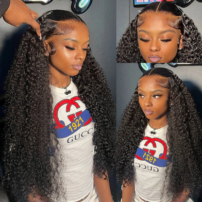 Curly 360 Lace Front Human Hair Wigs 250 Density Brazilian Deep Wave 40 Inch 13x6 HD Lace Frontal Wig 100% Human Hair Preplucked