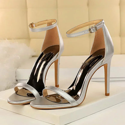 Women Sexy Club 10cm High Heels Stripper Gladiator Holiday Sandals Lady Daily Ankle Strappy Red Khaki Nightclub Dress Sandles