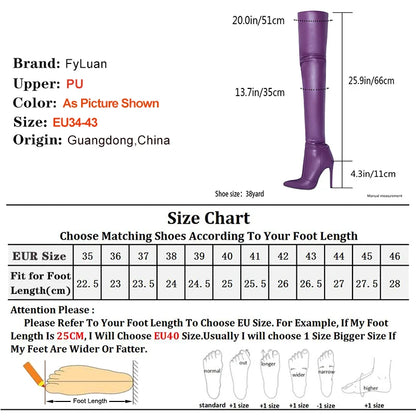 High Heel Women Thigh High Zipper Leather Boots