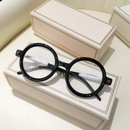 Retro Gray Pink Lens Round Sunglasses Women 2025 Brand Trendy Shiny Circle Frame Men Spectacle Plain Eyewear Shades Sun Glasses