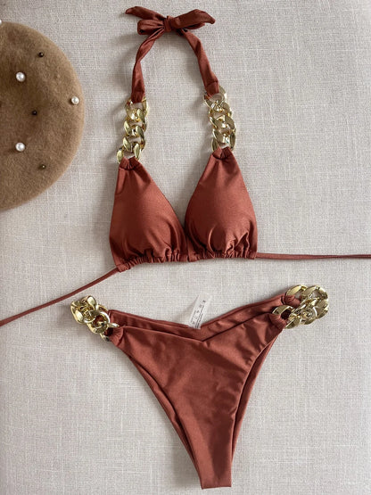 RUOTONGSEPT New Sexy Bikini 2023 Triangle Bathing Suit for Women Brazilian  Bikini Set 2-piece Halter Swimwear Push Up Swimsuit