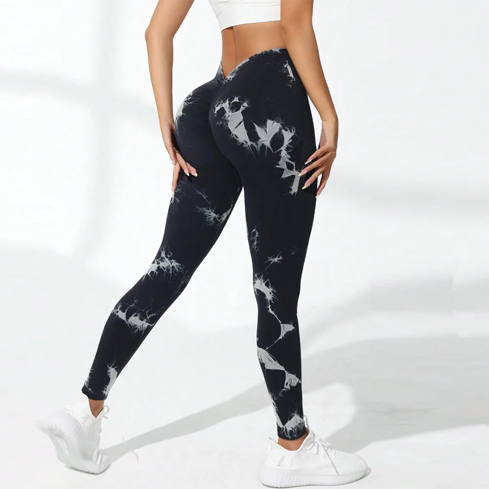 FITTOO V-Buttocks Leggings Women's Tie Dye Scrunch Butt Yoga Pants Fitness Athletic Sexy Gym Suit Female Clothing Sport Tights