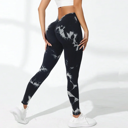 FITTOO V-Buttocks Leggings Women's Tie Dye Scrunch Butt Yoga Pants Fitness Athletic Sexy Gym Suit Female Clothing Sport Tights