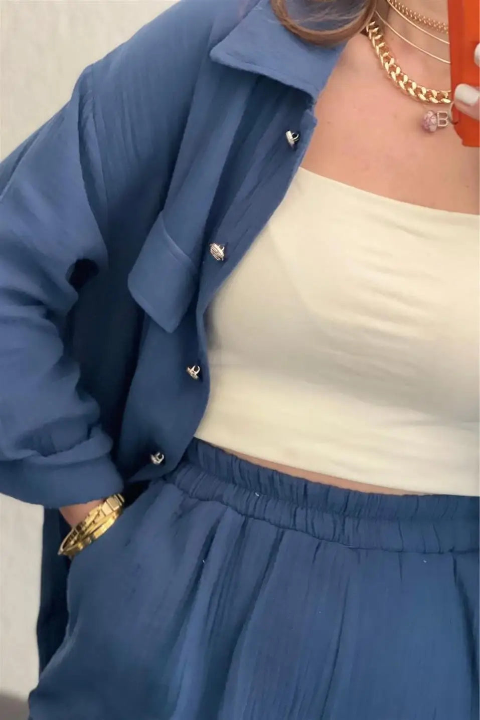summer outfits for women 2025 New Loose Button Long Sleeve Shirt and Cropped Pants Casual Sports Summer women's suit Pants Set