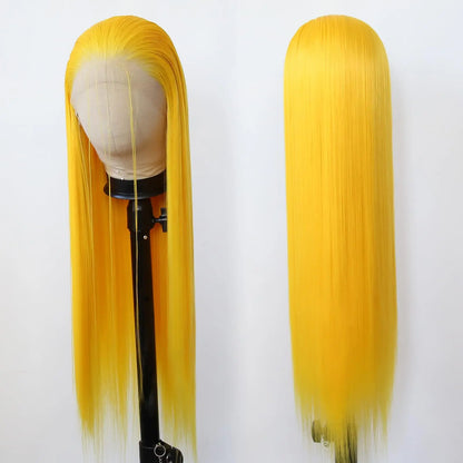 34 Inch Yellow straight 13x6 lace front wigs human hair Wigs For Women 13x4 Bone Brazilian Straight Lace Front Human Hair Wigs