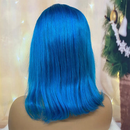 Mint Green Bob Wig Human Hair 200% Density 13x4 Transparent  Straight Lace Front Wigs Pre Plucked with Baby Hair for Black Women