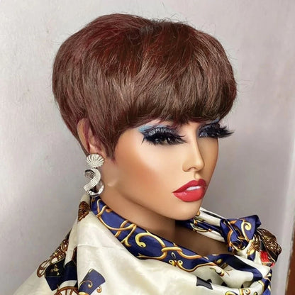 Brown Short Pixie Cut Wig – Brazilian Human Hair