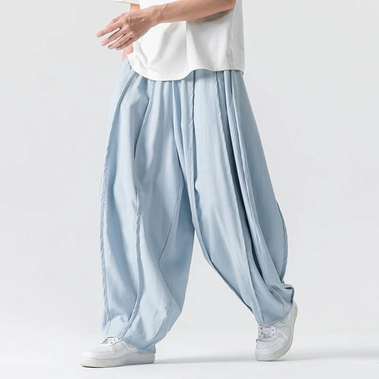 Men's Wide Leg Pants Fashion Loose Harem Pants Solid Color Harajuku Sweatpants Streetwear Unisex Casual Trousers Plus Size 5XL