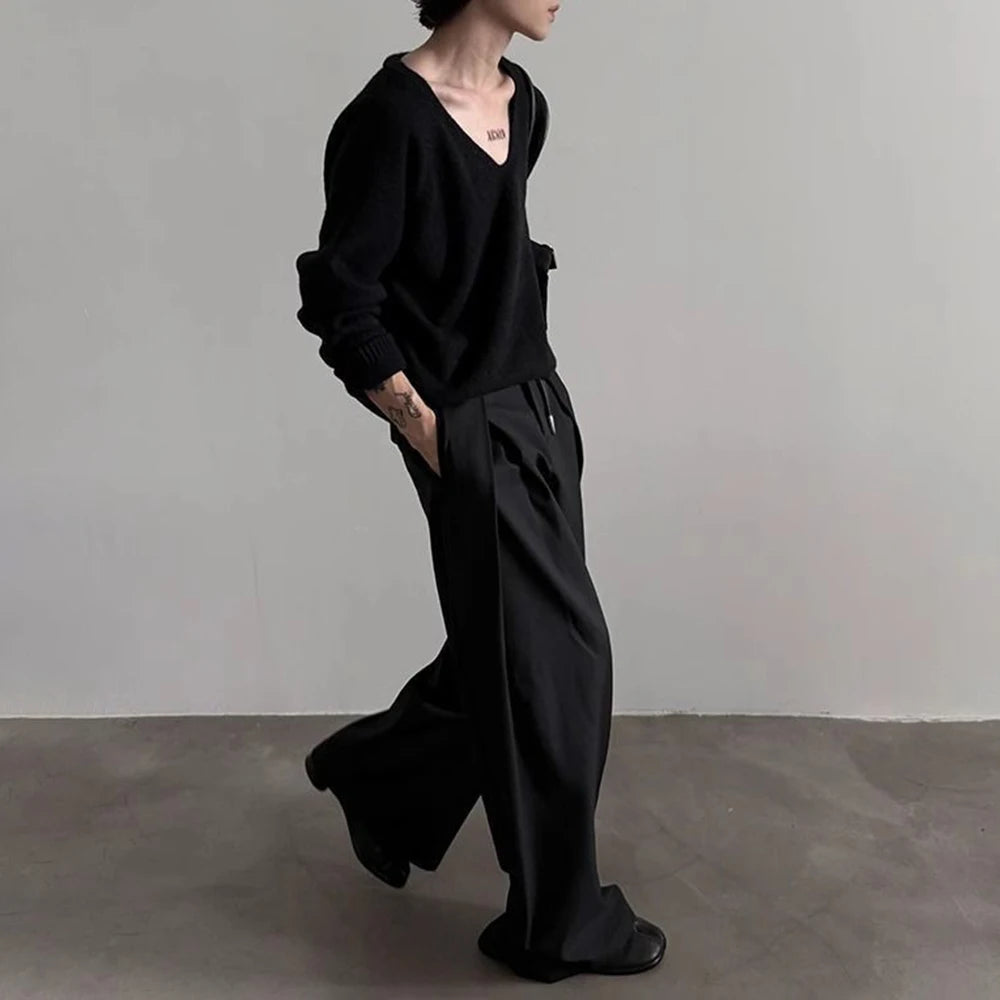 Mens Pants Three-Dimensional Pleated Casual Pants Streetwear Fashion Luxury Grunge Wide-Leg Pants Old Money Men'S Clothing 2025