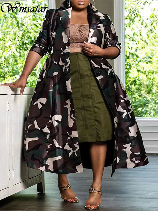 Wmstar Camouflage Trench Jacket Women Coat Out Streetwear Fashion Cool Long Style Top Fall Clothes Wholesale Dropshipping S-3XL