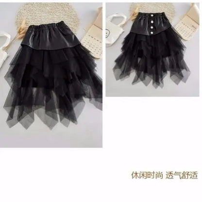 2025 new spring autumn Girls Kids leather PU zipper skirt comfortable cute baby Clothes Children Clothing