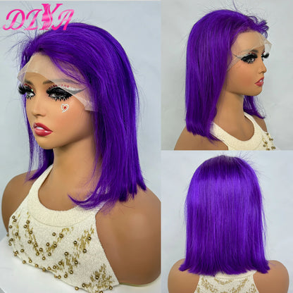 Light Lime Green Bob Wig Human Hair 13x4 Frontal Lace Wig Human Hair Pre Plucked HD Lace Bob Straight Colored Human Hair Wigs
