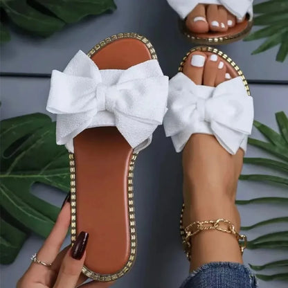 Summer Fashion Bow Tie Flat Slippers for Women
