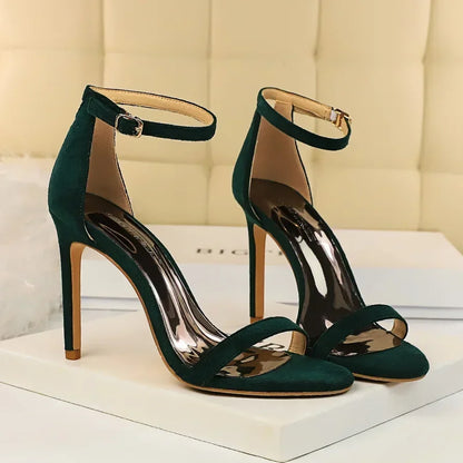 Women Sexy Club 10cm High Heels Stripper Gladiator Holiday Sandals Lady Daily Ankle Strappy Red Khaki Nightclub Dress Sandles