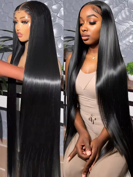 Glueless Wig Human Hair Bone Straight 30 Inch HD Lace