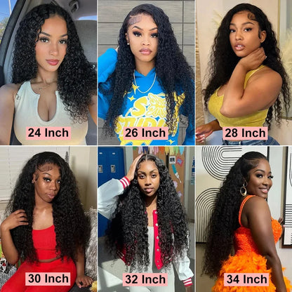 Curly 360 Lace Front Human Hair Wigs 250 Density Brazilian Deep Wave 40 Inch 13x6 HD Lace Frontal Wig 100% Human Hair Preplucked