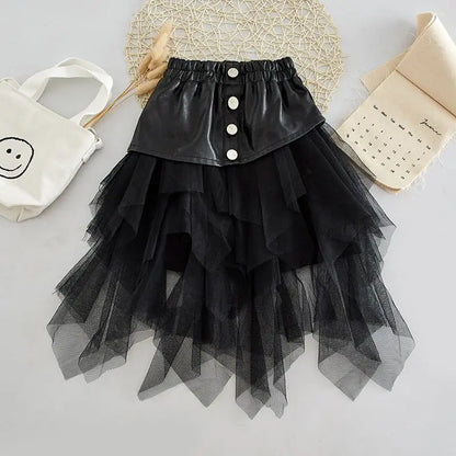 2025 new spring autumn Girls Kids leather PU zipper skirt comfortable cute baby Clothes Children Clothing