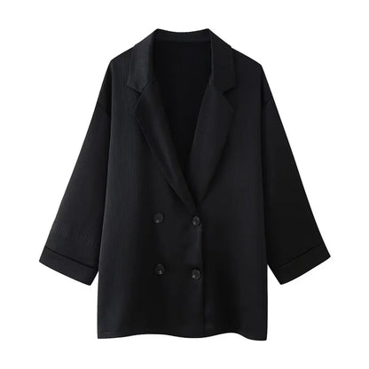 Women's Double Breasted Suit Jacket Pants Set