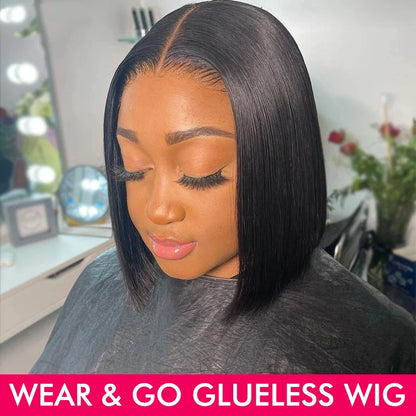 Wear & Go Bob Wig – Straight Glueless Human Hair