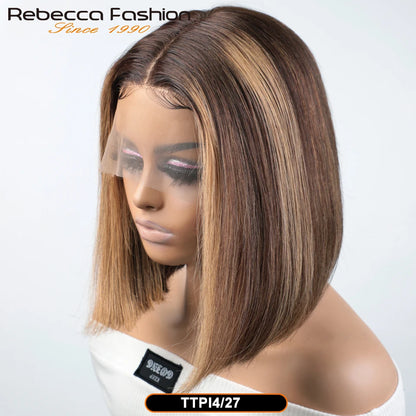Colored Ombre Pink Bob T Part Lace Wigs Straight Human Hair Lace Front Wigs Pre Plucked Blonde Straight Lace Front Wigs