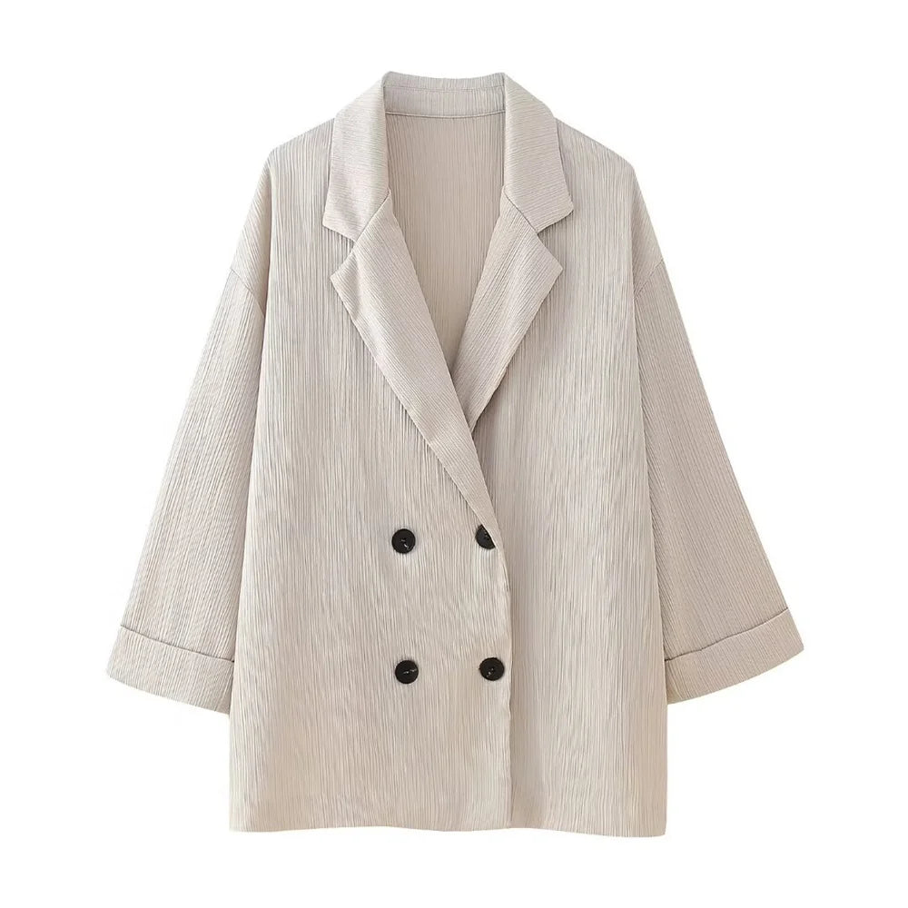 Women's Double Breasted Suit Jacket Pants Set