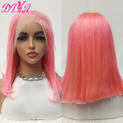 Light Lime Green Bob Wig Human Hair 13x4 Frontal Lace Wig Human Hair Pre Plucked HD Lace Bob Straight Colored Human Hair Wigs