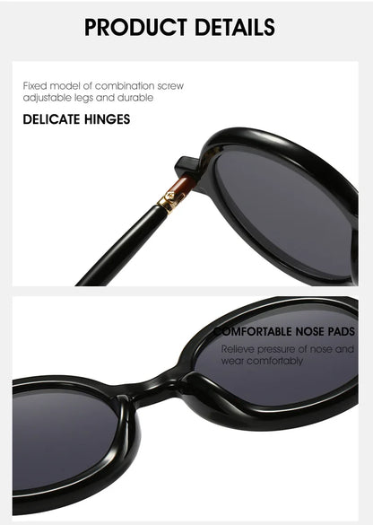 Retro Gray Pink Lens Round Sunglasses Women 2025 Brand Trendy Shiny Circle Frame Men Spectacle Plain Eyewear Shades Sun Glasses
