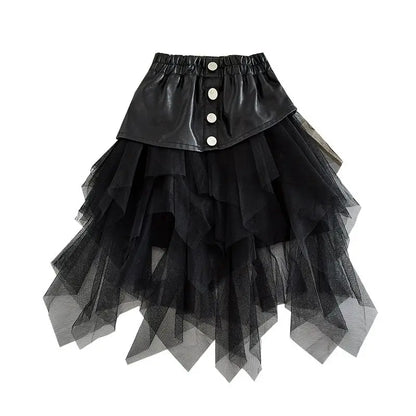 2025 new spring autumn Girls Kids leather PU zipper skirt comfortable cute baby Clothes Children Clothing
