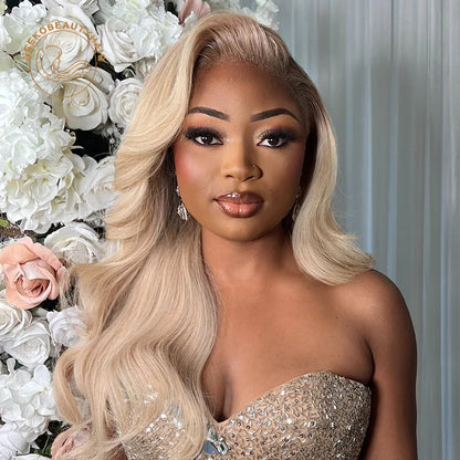 Platinum Ash Blonde Colored Lace Front Human Hair Wig Wavy Pre Plucked Ash Grey Hair Transparent Lace Frontal Wigs For Women