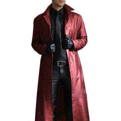 Men's Faux Leather Trench Coat