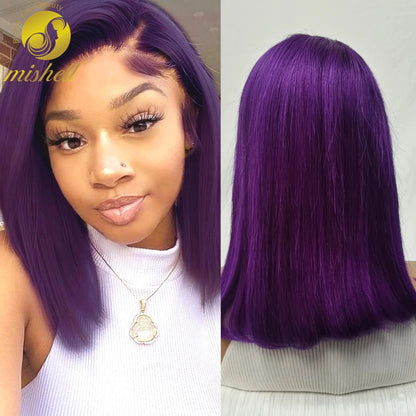 Mint Green Bob Wig Human Hair 200% Density 13x4 Transparent  Straight Lace Front Wigs Pre Plucked with Baby Hair for Black Women