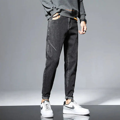 Slim Boys Blue Jeans, Black Men's Fashion Casual Trousers, Gray Denim Pants, Asian Size 28-38,  Men Jean
