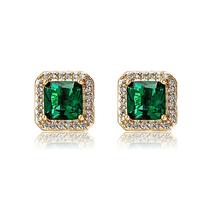 1 Pair Hip Hop 3A+ CZ Stone Pave Bling Ice Out Geometric Square Stud Earrings for Men Rapper Jewelry Gold Silver Color