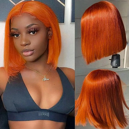 Mint Green Bob Wig Human Hair 200% Density 13x4 Transparent  Straight Lace Front Wigs Pre Plucked with Baby Hair for Black Women