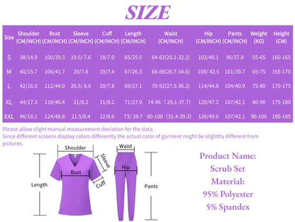 High Quality Scrubs Doctor Medical Center Uniform Comfortable Staff Scrub Suit Ladies Beauty Spa Salon Tunic Top+Pants Workwear